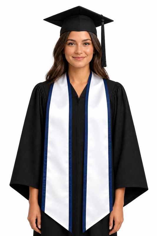White with Navy Blue