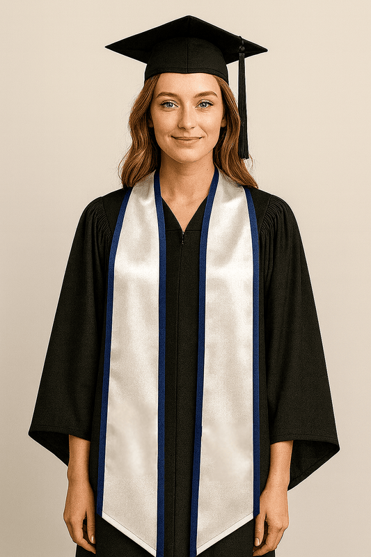 White with Navy Blue